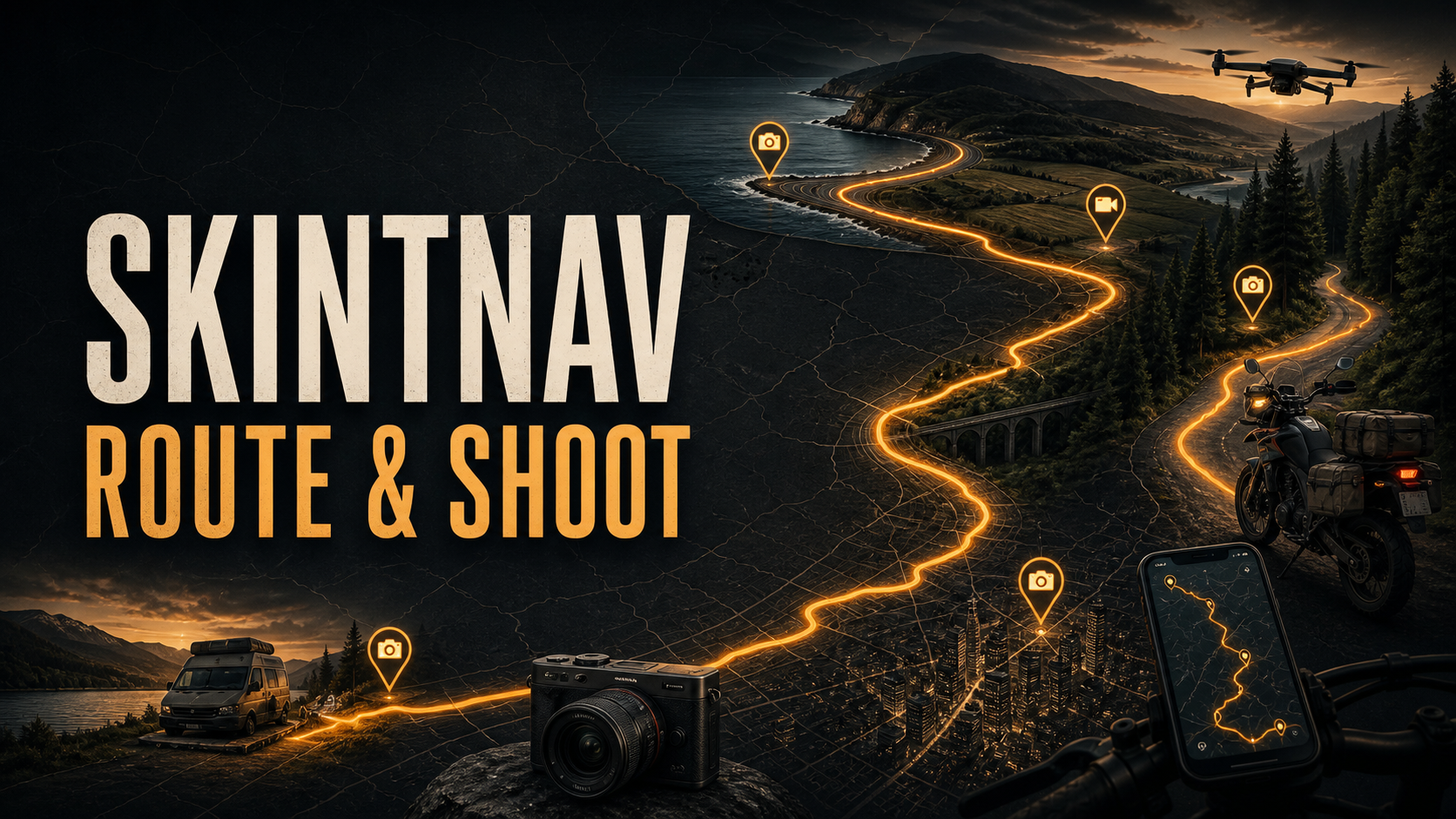 SkintNav Route & Shoot creator route planning artwork